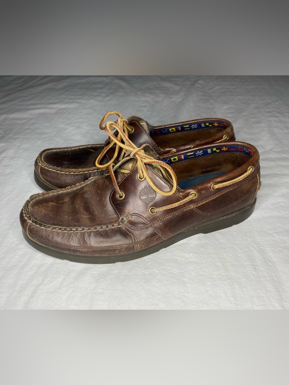 Timberland 2-Eye Boat Shoes Men's Brown Leather Lace-Up Classic Casual